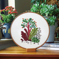 Modern Plant Embroidery Kit with Pattern With Wood Embroidery Hoop