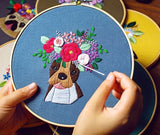 Pet Embroidery Full Kit with Needlepoint Hoop