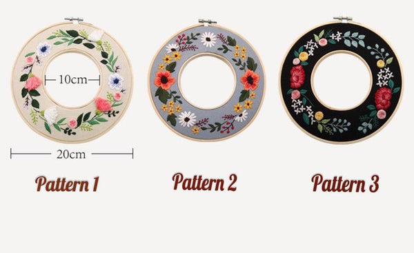 DENGJU Funny Embroidery Kit for Beginners Kids with Patterns,DIY Arts Full  Set Cross Stitch Starter Kits,1 Oval Embroidery Hoops 1 Fabric 2 Needles