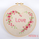 Embroidery Kit For Beginner | Modern Embroidery Kit with Pattern | Flowers Embroidery Full Kit with Needlepoint Hoop| DIY Craft Kit LOVE