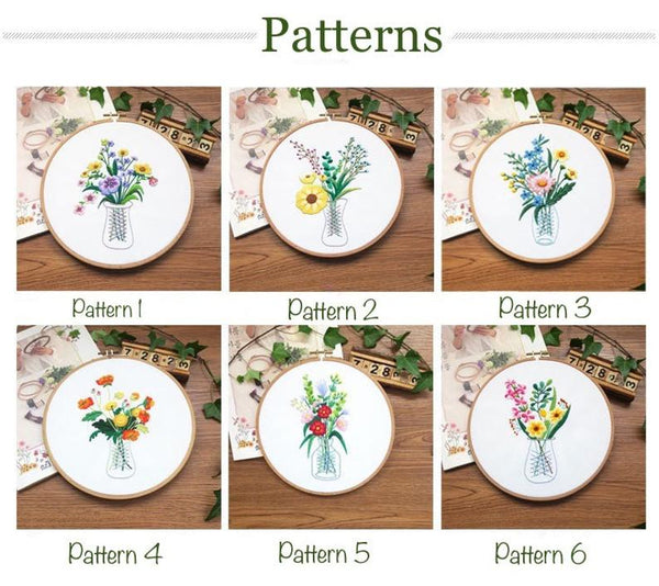 Embroidery Kit for Beginners, DIY Needlepoint Kits with Embroidery Clothes  with Floral Pattern, Embroidery Starter Kit for Adults Kids 