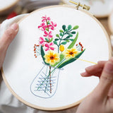 Embroidery Kit For Beginner | Modern Embroidery Kit with Pattern | Flowers Embroidery Full Kit with Needlepoint Hoop| DIY Craft Kit
