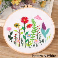 Embroidery Kit For Intermediate Level | Modern Embroidery Kit with Pattern| Flowers Embroidery Full Kit with Needlepoint Hoop| DIY Craft Kit